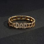 18mm Gold Dad Curb Chaps Bracelet with Stones 8/9 Inch