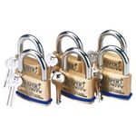 Draper Solid Brass Security Padlocks With Hardened Steel Shackle 60mm 6 Pieces