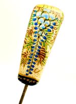 Antique Satsuma Hatpin Graceful Wisteria Bright Chrysanthemums Romance Long Life