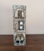 Troika Abstract Geometric Art Pottery Ceramic Vase Glossy Grey Blue White