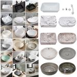 Bathroom Basin Sink Bowl Ceramic Counter Top Vessel Wash Basin with Drainage Set