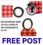 FAG BEARING BEARINGS 6000 TO 6311 OPEN ZZ 2RS YOU CHOOSE 