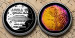 Pair of AREA 51 Titanium & Silver Commemorative Coins & Capsules. Space/Alien