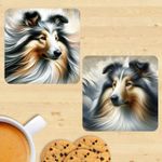 Rough Collie Dog Coasters, Set Of 2, Mug Mats