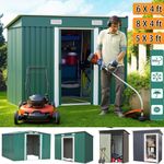 6FT&8FT Garden Storage Shed WITH Door Galvanised Metal WITH FREE BASE
