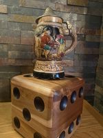 Vintage German Musical Beer Stein Pewter Lid Ceramic Relief Tavern Watermill