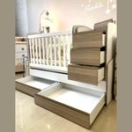 Luxury Baby Cot Convertible  Bed + Mattress Swing Basket Function Toddler Bed