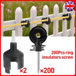 200pcs Ring Insulators Electric Fencing Fence Screw In Free Spinner Tool UK