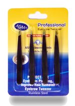 Professional Tweezers Set of 4 Eyebrow Splinter Ingrown Hair Removal Slant-Point