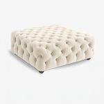 Diamond Tufted Velvet Ottoman Coffee Table – Elegant & Space-Saving Design Stool