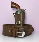 Cowboy Gun Holster Belt Brown Genuine Leather Pistol & Revolver Gun Ammo Belt