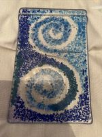 Glass Picture Handmade Blues And Green