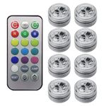 3 Pack Mini Submersible LED Lights Christmas Waterproof with Remote Small RGB