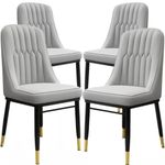 4Pcs Faux Leather Dining Chairs Gold Leg Complete Home Dining Furniture Set UK