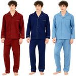 Mens 2 Piece Pyjama Set Long Sleeve Button Up Top & Pants Sleepwear Nightwear