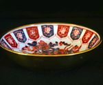 Vintage Japanese Imari Style Porcelain Brass Encased Clad Bowl Dish 5"