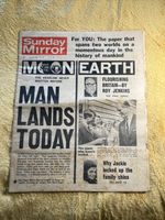 Man Lands Today On Moon Mirror July 20 1969 Original Newspaper Roy Jenkins