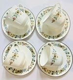 Royal Doulton Pastorale Teacups & Saucers Set of 4 H5077 Fine Bone China England