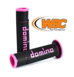 Domino A450 Road Racing Motorcycle handlebar Grips Black and Pink - Medium Soft