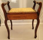 Vintage Antique Edwardian 20c Mahogany Beech Piano Stool Music With Storage 