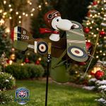 Snoopy Pilot Flying Biplane Wind Spinner, Vintage Metal Garden Windmill Decor