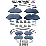 For Ford Transit Custom + Mk8 2.0 2.2 TDCI Front and Rear Brake Pads Wear Leads