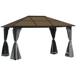 Outsunny 3 x 4m Polycarbonate Hardtop Gazebo with Aluminium Frame and Curtains