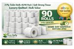3 Ply Toilet Rolls 45/90 Pack | Soft Strong Tissue | Luxury Quilted | Bulk Value