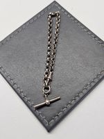 Antique Sterling Silver 925 T-Bar Albert Pocket Watch Chain Bracelet Fob 8.8g