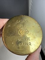 VINTAGE BRASS MONTE CARLO CASINO MONACO ROUND TRINKET BOX SOUVENIR