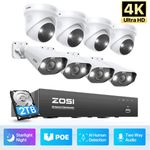 ZOSI 4K 8CH NVR 8MP POE CCTV Camera System 2TB HDD 2-Way Audio ColorVU Outdoor