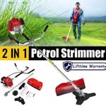 52cc 2in1 Petrol Strimmer grass line trimmer weed Brush Cutter Garden Tool UK