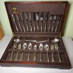 Arthur Price 44 Piece Cutlery Set - Silver Dawn Design in Wooden Case