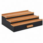 Wooden Display Rack with Drawer 3-Tier Cologne Stand Countertop for Vanity Table