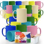 12-36 Multi Coloured Mugs 330ml | Colourful Ceramic Stoneware Coffee Tea Cup Set