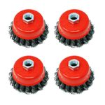 Twist Knot Wire Wheel Cup Brush Set for Angle Grinder 3" M14 4Pcs Crew