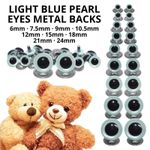 LIGHT BLUE PEARL METAL BACK Crystal Eyes - Teddy Bear Soft Toy Animal Safety