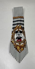 Disney Mickey Mouse Tie Vintage Black & White Striped