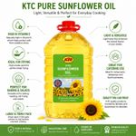 KTC Pure Sunflower Oil, 5 Litre High-Quality Cooking Oil Healthy Meals Omega