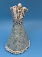 1:12 Scale Dolls House Handmade Blue Floral Dress with Lace & Necklace