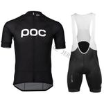 Men's Cycling Jersey Suit POC Short Sleeve Team Bicycle Racing Top Gel Bib Pants