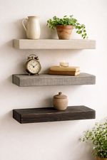 Chunky 2'' Rustic Floating Shelves Solid Wood Wall Shelf Handmade Reclaimed Wood