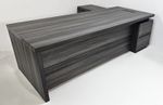 Modern Grey Oak Executive Corner Desk with Storage - 2400mm 240cm 2.4m