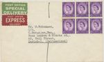 GB 1961 Queen Elizabeth II 3d (block of six =1sh  6d) EXPRESS SPECIAL DELIVERY