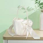 Wedding Baskets for Flower Girls Flower Baskets with Handle Bead Decor Portable