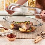 Pasabahce Borcam Oval Casserole Roasting Baking Cooking Non Stick with Lid 2.85L