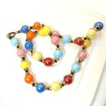 Vintage Harlequin Bead Necklace Art Deco Jewellery Fun Party Necklace 