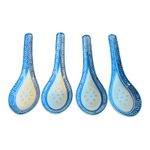 Blue White Porcelain Chinese Soup Spoons Set Of 4 - 13cm