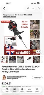 Petrol Hammer Drill 2-Stroke 32.6CC Breaker Demolition Jackhammer Heavy Duty NEW