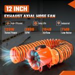 12" Portable Extractor Fan Blower 220V 5m Duct Hose Axial Ventilator Fume Blower